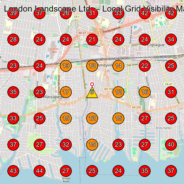London Landscape Ltd. GeoGrid visibility map for Landscape Designer in Massapequa
